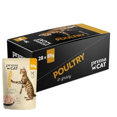 Image of PrimaCat Classic Complete Wet Cat Food, Poultry in Gravy Flavoured 28 pack of 85g