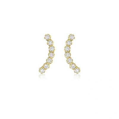Image of Carissima Gold Women&#039;s 9ct Yellow Cubic Zirconia Curve Stud Earrings