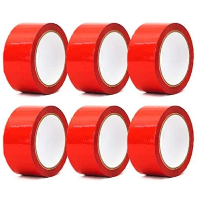 Image of Edenpack 6 Rolls Red Colour Low Noise Adhesive Tape 50MM x 66M Art and Craft DIY Decorative Packaging Packing Parcel Strong Seal Coloured Acrylic