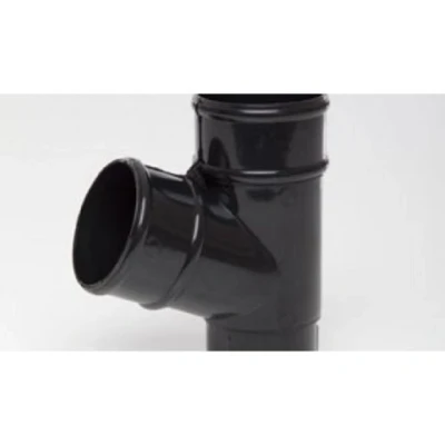 Image of Polypipe Prr129B Round Rainwater Black 68mm Pipe Branch 112.5 Degree