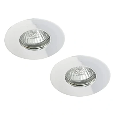 Image of LITECRAFT Recessed Downlight Fire Rated Fixed IP65 Ceiling Spotlight in Chrome 2 Pack