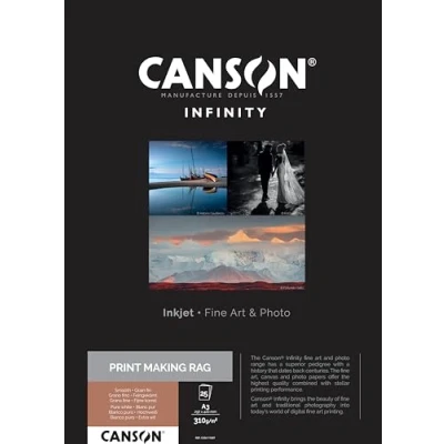 Image of CANSON Infinity Print Making Rag Smooth 310gsm A3 Paper, Digital Fine Art Reproduction, 25 Pure White Sheets, Ideal for Professional Photographers
