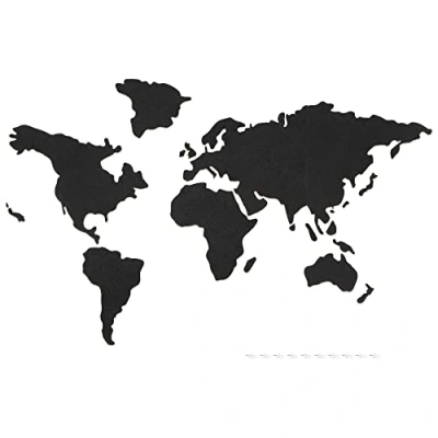 Image of Navaris Cork Board World Map Self Adhesive Corkboard Continents for Wall to Pin, Plan and Document Travels Includes 18 Pieces 10 Pins Black