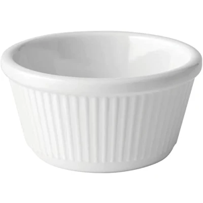 Image of Genware JMP212 Fluted Melamine Ramekin, White, 118.294mL Capacity, 46mm Height, Pack Of 12
