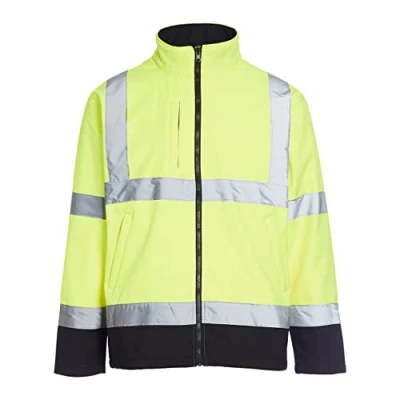 Image of Blackrock Hi Vis Yellow &amp; Black Soft Shell Jacket, Men&#039;s Women&#039;s, Warm, Windproof Water Resistant, High Visibility Reflective Safety Wear, Fully EN Certified 6XL