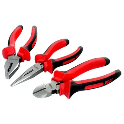 Image of Voche 3 Piece Heavy Duty 6&quot; (150mm) Pliers Set Combination, Long Nose and Side Cutting