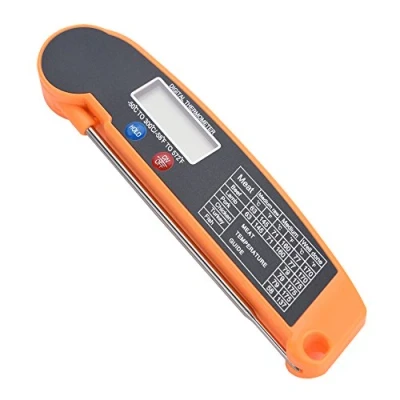 Image of LCD Digital Food Thermometer with Foldable Probe Kitchen Cooking BBQ Grill Temp Tester Instant Read Meat for Smoker(Orange)