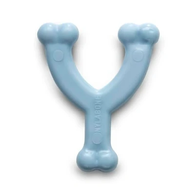 Image of Nylabone Puppy Teething Chew Toy Wishbone Blue Original Chicken Flavour, X Small/Petite (1 Count)