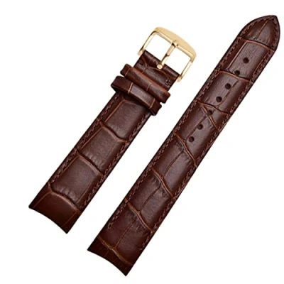 Image of SZCURC Curved end watch strap Genuine Leather Bracelet 20 mm 21 22 Stylish &amp; Durable Replacement Band