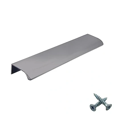 Image of M4TEC Bar Kitchen Cabinet Door Handles Cupboards Drawers Bedroom Furniture Concealed Finger Edge Pull Handle Polished Chrome. VD3 Series: 96 mm Pack of 10
