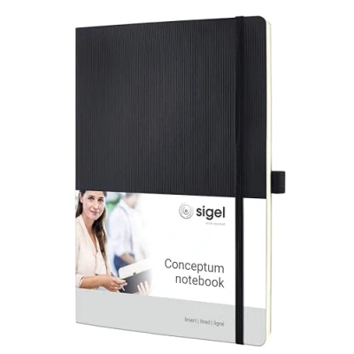 Image of Sigel CONCEPTUM A4 Lined Softcover Notebook Black