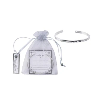 Image of CGB Giftware Sent and Meant &#039;Carpe Diem&#039; Engraved Silver Colour Bangle Bracelet in Organza Gift Bag with Card GB04617