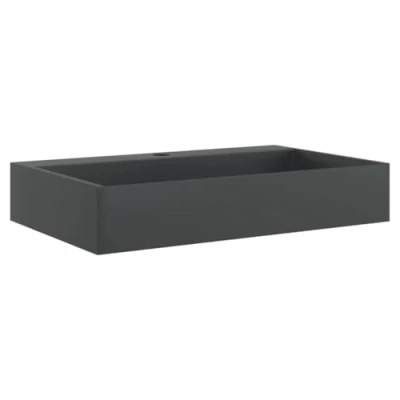 Image of vidaXL Wash Basin Vessel Sink Marble Cast, Matt Black 60x38x11 cm, Countertop/Wall Hung with Faucet Hole