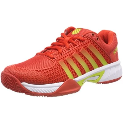 Image of K Swiss Performance Women KS TFW Express Light HB Tennis Shoes, Red (Fiesta/White/Neon Citron 50), 7.5 UK