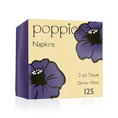 Image of Poppies Purple Napkins 40cm 2ply Pack of 125 Disposable Napkins, Party Paper Dinner