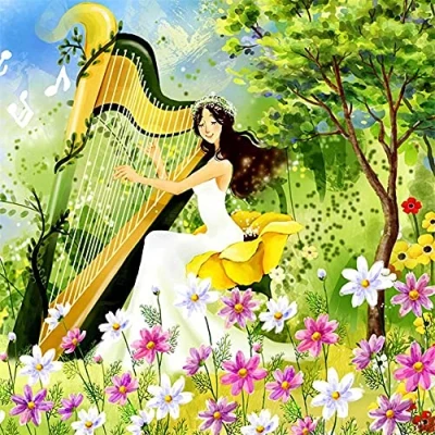 Image of DIY 5D Diamond Art Kits Harp Beauty 30x30cm Large Painting Kit for Adults Full Drill Embroidery Crystal Rhinestone Cross Stitch Craft Canvas Pictures Home Wall Decor (12x12in)