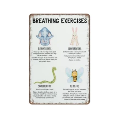 Image of KOPUTE Breathing exercises poster, Mindful breathing, calming corner, Coping skills, Grounding technique Retro Metal Poster Wall Art Kitchen Garden Farm Home Decoration,tin sign 20X30cm