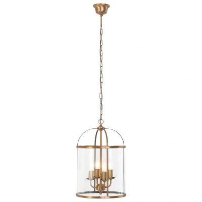 Image of Pimpernel Cylindrical Pendant Ceiling Light Bronze Brushed, Glass Transparent
