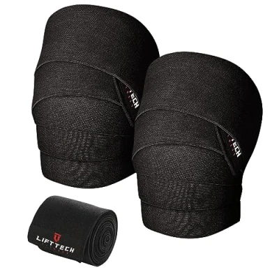 Image of Lift Tech Fitness Unisex Adult Pro Knee Wraps Black, Size 72 Inch