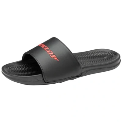 Image of DUNLOP Mens Sliders Shoes Summer Holiday Beach Pool Shower Sandals Flip Flops Soft Comfortable Casual Walking Flat Open Toe Lightweight Slipper Mules (Black/Grey, 9)