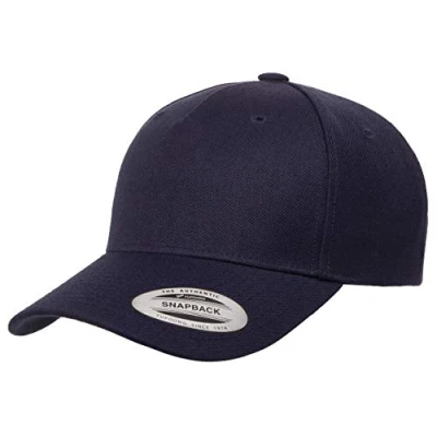 Image of Yupoong Men&#039;s Yp Classics 5 Panel Premium Curved Visor Snapback Cap, Navy, One Size