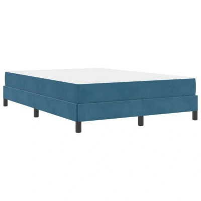 Image of vidaXL Box Spring Bed with Mattress Dark Blue 160 x 200 cm Velvet