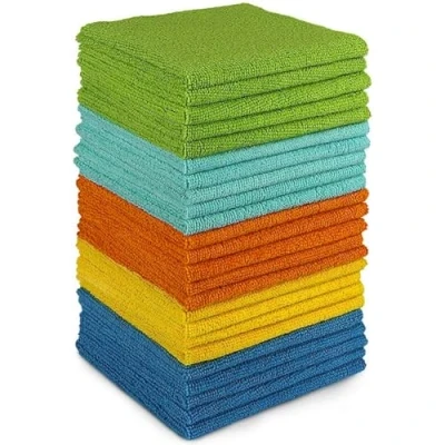 Image of AIDEA Microfibre Cloth Pack of 24, Multifunctional Reusable Cleaning Cloths, Lint Free Streak Washable Duster for House, Kitchen, Car, Motorbike, Windows 30 x cm