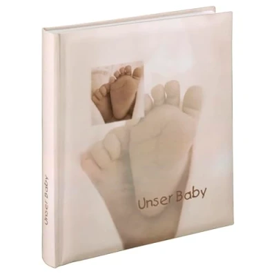Image of Hama &quot;Baby&quot; Feel Bookbound Album with 60 White Pages and Text on Two Pages, Sand, 29 x 32 cm