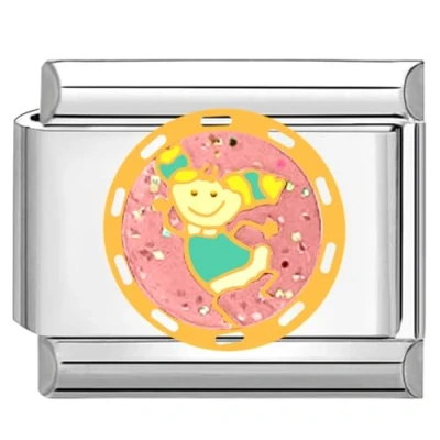 Image of Quiges 9mm Italian Style Charm Link Module Stainless Steel Happy Dancing Girl for Bracelets