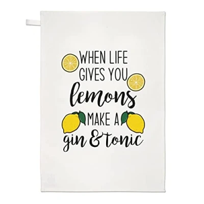 Image of When Life Gives You Lemons Make A Gin and Tonic Tea Towel Dish Cloth