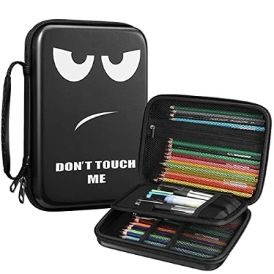 Image of FINPAC Large Pencil Case, Capacity Semi Hard EVA Pen Holder Marker Bag with Double Zipper, Box for Students Teen Boys Girls School Gifts, Dont Touch