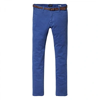 Image of Scotch &amp; Soda Men&#039;s Classic Garment Dyed Chino Pant in Stretch Cotton Quality Trousers, Blau (Royal 0214), 32 W/32 L