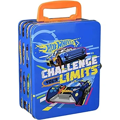 Image of Theo Klein 2883 Hot Wheels Storage Case I Made of Metal With Compartments for up to 18 Cars Dimensions: 21 cm x 15.5 8.5 Toy Children Aged 3 Years and Multi Colored