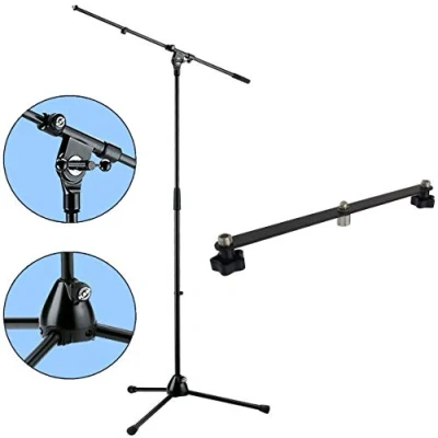 Image of K&amp;M 210/2 Microphone Stand with Boom + Keepdrum STB01 Stereo Rail