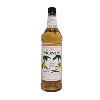 Image of MONIN Premium Vanilla Syrup 1L for Coffee and Cocktails. Vegan Friendly, Allergen Free, 100% Natural Flavours Colourings