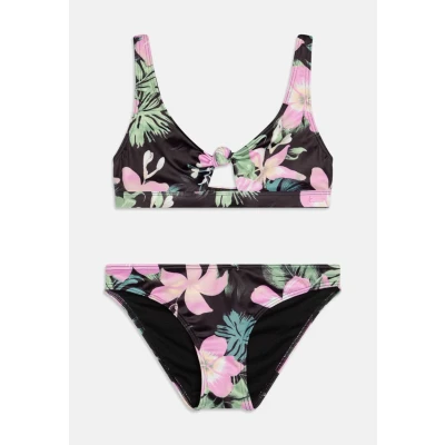 Image of Roxy Shadow Floral Two Piece Swim Set For Girls 6 16