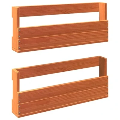 Image of vidaXL Wall Mounted Shoe Racks Set of 2, Rustic Solid Pine Wood Shelves, Space Saving, Modern Minimalist Design, Wax Brown, Easy Assembly