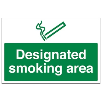 Image of V Safety 57041BA R Designated Smoking Area Prohibition Sign Landscape 300mm x 200mm 1mm Rigid Plastic, Green