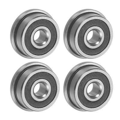 Image of uxcell F623 2RS Flanged Ball Bearing 3x10x4mm Double Sealed Chrome Steel Flange Bearings, 4pcs