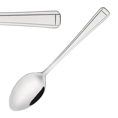 Image of Olympia Harley Cutlery Teaspoons Set (Pack of 12), Silver, High Polished Stainless Steel, Size: 140(L)mm, Tea &amp; Coffee Spoons, Dishwasher Safe Home, Kitchen, Restaurant Use, D697
