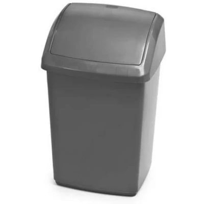 Image of Whitefurze KITCHEN LARGE 10 LITRE PLASTIC SWING BIN UK MADE FOR BEDROOM OFFICE (SILVER/GREY)