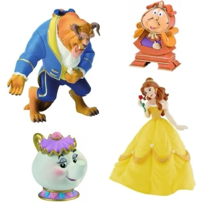 Image of Bullyland Beauty and the Beast Belle Cogsworth Mrs Potts 4 Figures