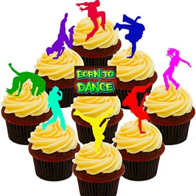 Image of Made4You Born to Dance Street Dancing/Hip Hop Edible Cupcake Toppers Stand up Wafer Cake Decorations (Pack of 36)