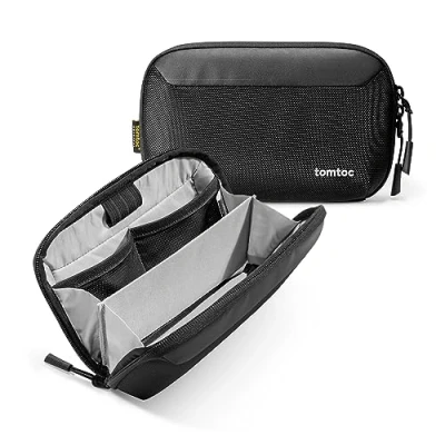 Image of tomtoc Electronic Organizer Accessory Tech Pouch for MacBook Charger, Cables, Power Bank, Hard Drive, Travel Cords, Water Resistant Storage Bag with Removable Card Slots USB Adapter, Memory