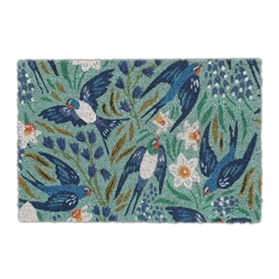 Image of Relaxdays Colourful Swallows Flowers Birds Welcome Doormat, 40x60 cm, Door Mat Inside &amp; Outside, Non Slip, Multicoloured