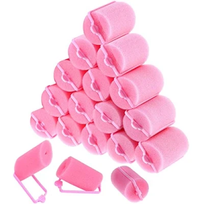 Image of wordmouk 18 Pieces Foam Sponge Hair Rollers Pink Soft Curlers 40 mm Large Size DIY Styling Hairdressing Tools for Women Girls Kids