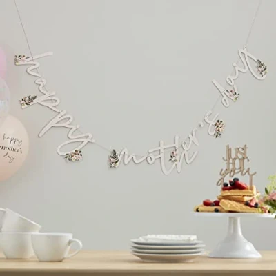 Image of Ginger Ray Best Mum Ever Eco Bunting Banner Mothers Day Hanging Decoration 2m, Multi