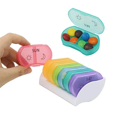 Image of Tablet Organiser, Daily Pill Box Organiser 7 Day 2 Times Small Medicine for Vitamins, Supplements, Travel Dispenser