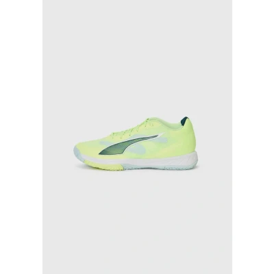 Image of Puma Accelerate Turbo 4 Unisex Handball shoes, Size: 7.5, Fizzy/light green/terrain puma/white puma/silver shoes