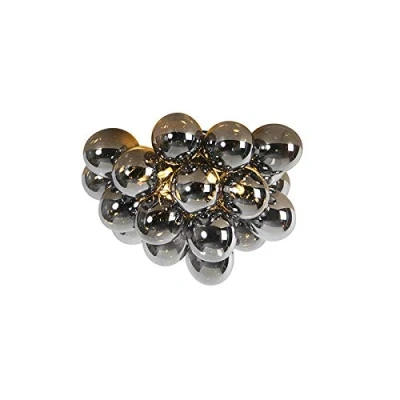 Image of Qazqa Design Ceiling Lamp I Flush Light Black with Smoke Glass 6 Lamps Uvas Suitable for LED G9 Living Room Kitchen B